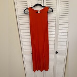 Sleeveless Reddish Orange Midi Dress